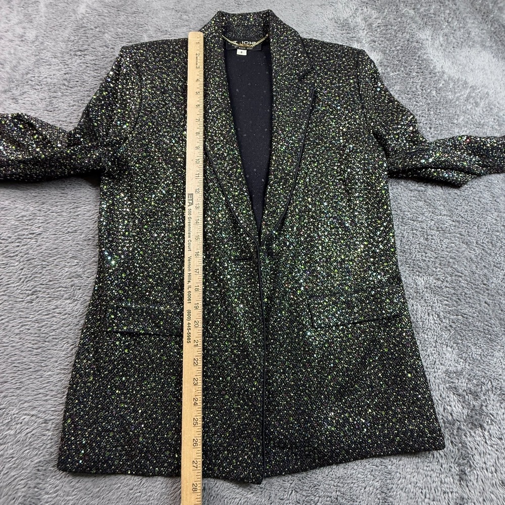 St. John Couture Marie Gray Womens 8 Sequin Embellished Blazer Black Beaded VTG - Picture 8 of 15